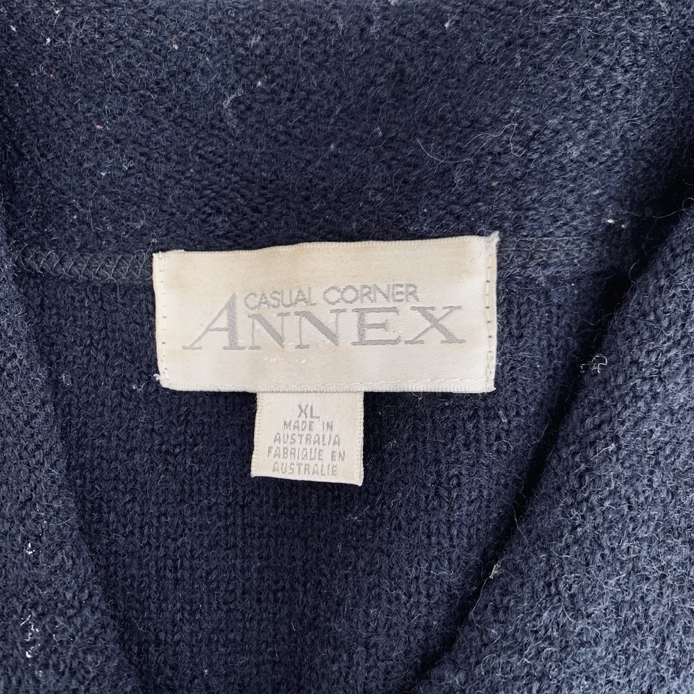 VTG Casual Corner Annex Cardigan Sweater Jacket XL Navy Wool Button Up‎ Collared - Picture 3 of 12